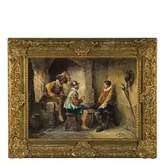 Luigi G. Baldero, Attivo tra il XIX e il XX secolo / Giocatori di carte in un interno / Firmato 'G Baldero' in basso a destra