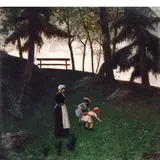 Achille Formis, Napoli, 1832 ; Milano, 1906 / I figli di Giulio Ricordi nel giardino di Villa d'Este a Cernobbio / Firmato 'A B Formis' in basso a destra
