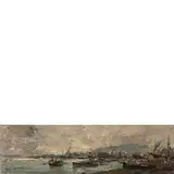 Ezelino Briante, Veduta di porto / Firmato "E Briante" in basso a destra