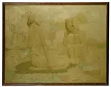 Ryōnosuke Fukui, Two Figures, Oil on Canvas