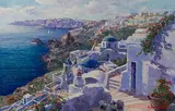Steps of the Santorini by Sung Sam Park, Oil on Canvas, offered Jan 2025