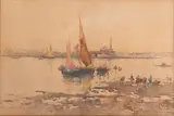 Paolo Sala, Panorama Di San Giorgio Venezia, Watercolor on Paper