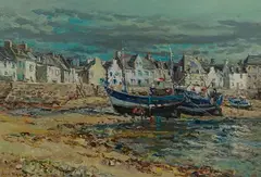 Jean Rigaud, Le Port, Oil on Canvas