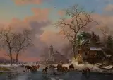 A Winter Landscape with Figures by Frederick Marinus Kruseman, Oil on Canvas, offered Oct 2024