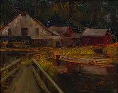 Lumber Mill in Caspar by Alfred Mitchell, Oil on Board, offered Sep 2024
