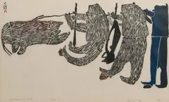 Parr, Three Hunters with Walrus, Lithograph