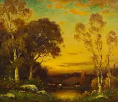 Alexis Matthew Podchernikoff, Sun's Golden Glow, Oil on Board