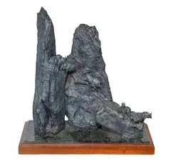 Sherry Salari Sander, Goats Above the Middle Fork, Bronze Sculpture