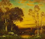 Alexis Matthew Podchernikoff, Sun's Golden Glow, Oil on Board