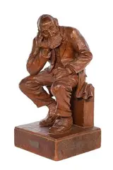 Emil Janel, Happy Thought, Carved Wood Sculpture
