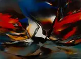 Untitled by Leonardo Nierman, Oil on Masonite, offered Apr 2024