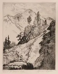 Lyman Byxbe, Trail to Dream Lake, Etching