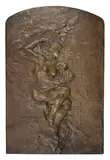Jules Desbois, Eve and the Snake, Bronze Relief Plaque