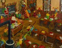 Getting the Old School Fix for Xmas by Gerald Lee Nees, Oil on Canvas Board, offered Mar 2024