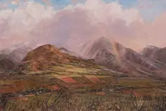 Joyce Brown Clark, Mountain Sunset, Oil on Canvas