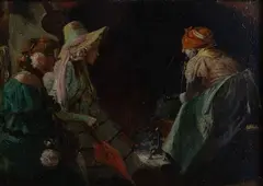 Harry Roseland, Preparing Tea Leaves, Oil on Board