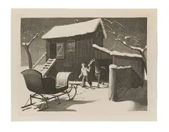 Grant Wood, December Afternoon, Lithograph