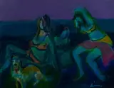 Gustav Likan, On the Beach, Oil on Canvas