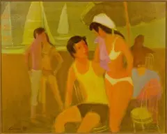 Beach Scene by Gustav Likan, Oil on Canvas, offered Jan 2024