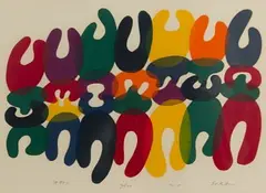 Good Friends by Mitsuaki Sora, Woodblock Print, offered Dec 2023