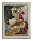 Jun'ichirō Sekino, A Boy and His Rooster, Woodblock Print