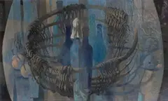 Stanley Mitruk, Old Willow Basket and Bottles, Oil on Canvas