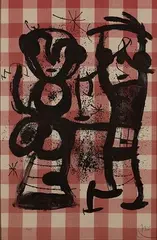 The Rustics by Joan Miró, Lithograph on Gingham Fabric, offered Oct 2023