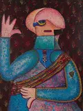 Baj Chez Baj Aristocrate by Enrico Baj, Mixed Media Print, offered Oct 2023