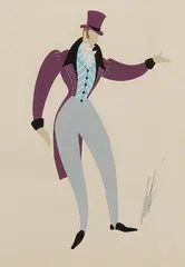 Romain de Tirtoff Erte, Male Costume Opera, Gouache