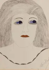 Untitled by Lee Godie, Ink and Watercolor on Paper, offered Sep 2023