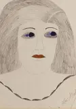 Untitled by Lee Godie, Ink and Watercolor on Paper, offered Sep 2023