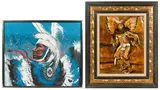 Untitled by Donald Brewer Wakpa, Oil on Board, offered Aug 2023