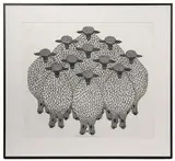 Jacques Hnizdovsky, Flock of Lambs, Woodcut