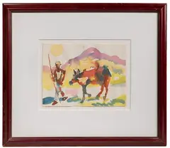 Man With Cow, St. Maarten by Romare Bearden, Watercolor on Paper, offered Jun 2023
