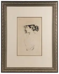 Paul César Helleu, Woman in Boater, Drypoint Etching
