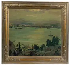 Moonlight on the Bay by Charles Reiffel, Oil on Board, offered Jan 2023