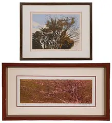 Joichi Hoshi, Red Branches, Woodblock Print