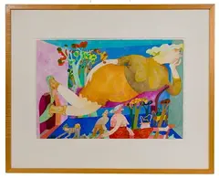 Marooned in a Blue Room by Gladys Nilsson, Watercolor and Gouache, offered Oct 2022