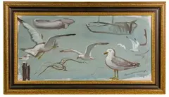 Charles Vickery, Seagulls, Oil on Canvas