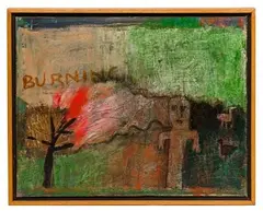 Albert Herbert, God Speaks to Moses from the Burning Bush, Oil on Canvas