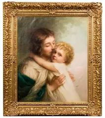 Mother and Child by Édouard Cabane, Oil on Canvas, offered Oct 2022