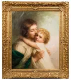 Édouard Cabane, Mother and Child, Oil on Canvas