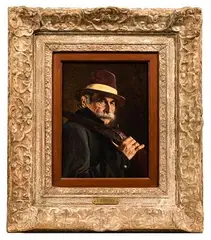 Franz Xaver Wölfle, Hunter, Oil on Board