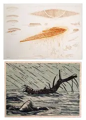 Flood by Richard Bosman, Woodcut on Tableau Paper, offered Aug 2022