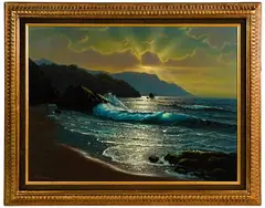 William Deshazo, Seascape, Oil on Masonite