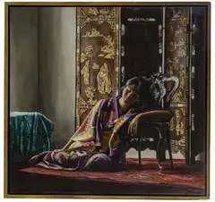 Harry McCormick, Purple Kimono, Oil on Canvas