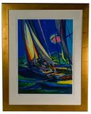 Marcel Mouly, Yachtmen au Ciel Bleu, Lithograph