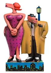 Markus Pierson, The Gumshoe and the Dame, Wood Resin Sculpture