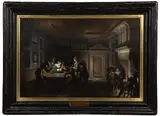 Dirck van Delen, The Card Party, Oil on Cradled Panel