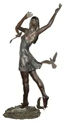 Richard Hallier, Girl With Doves, Bronze Sculpture